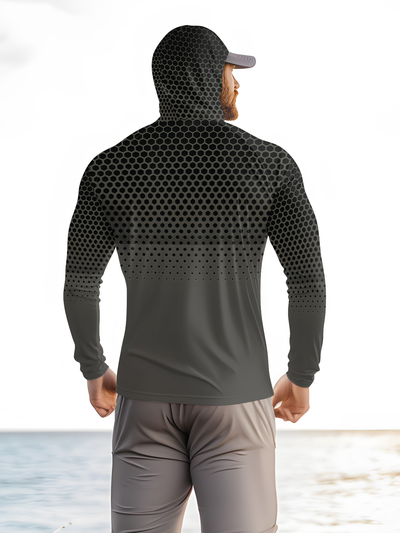 Grijs gradiënt honingraatpatro - Fishing Shirt Uv Protection recensie en prijs